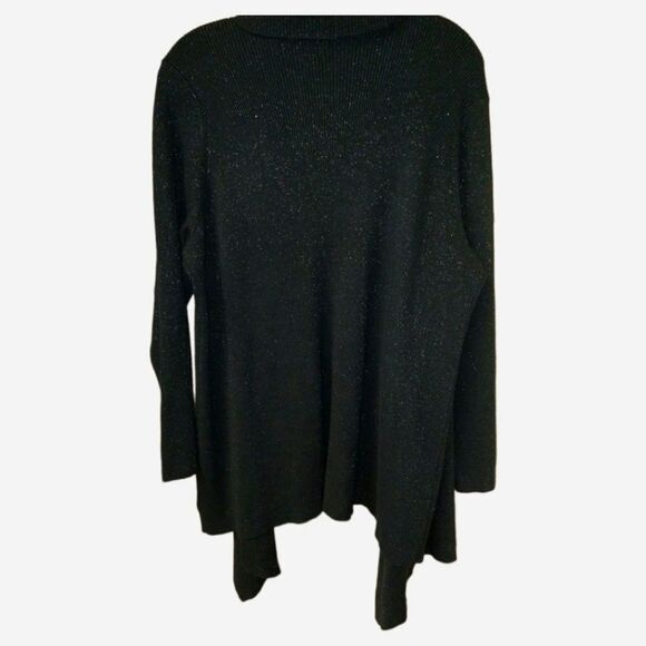 TORRIID Plus Size Black Sparkly Drape Front Cardigan With Overlapping Layers 3X - Picture 10 of 14